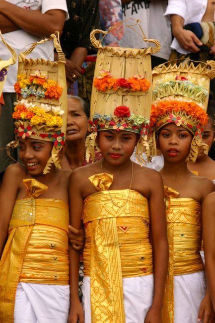 Balinese Girls at Cremation Ceremony. Bali