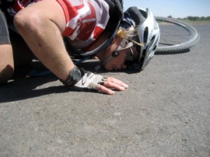 Deb Kissing Tarmac after days in the Sand