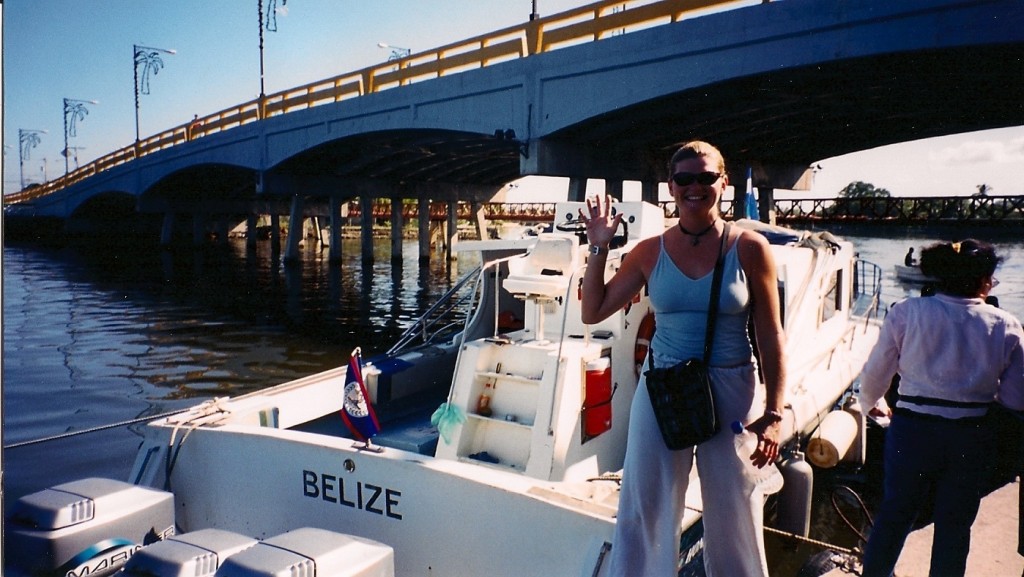 Deb stepping off the Boat, Uh oh.