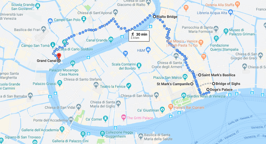 venice itinerary map day 1