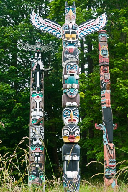 The totem poles in Stanley Park, Vancouver