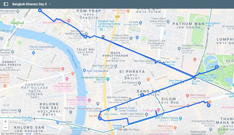 bangkok itinerary map day 3