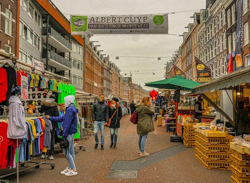 The Albert Cuyp Market in the De Pijp district of Amsterdam