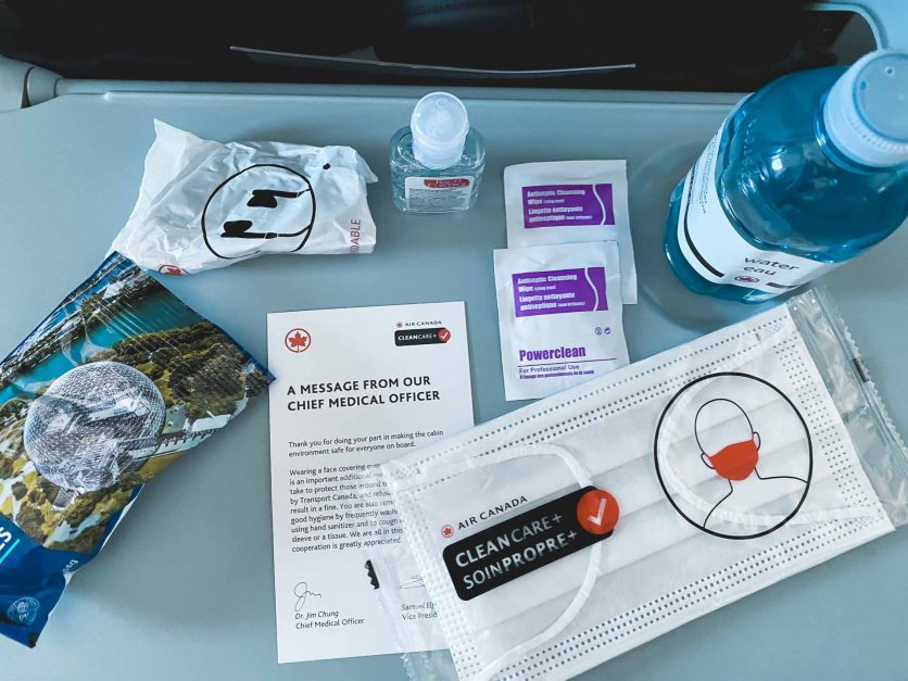Air Canada Care+ package on the plane