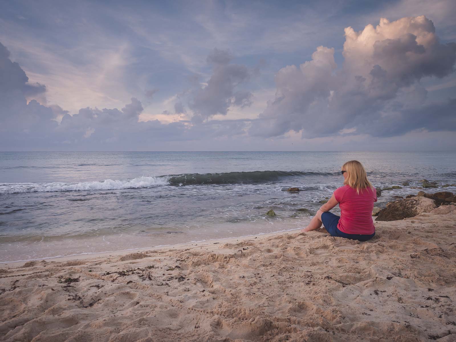 Sitting on the beach in Cozumel