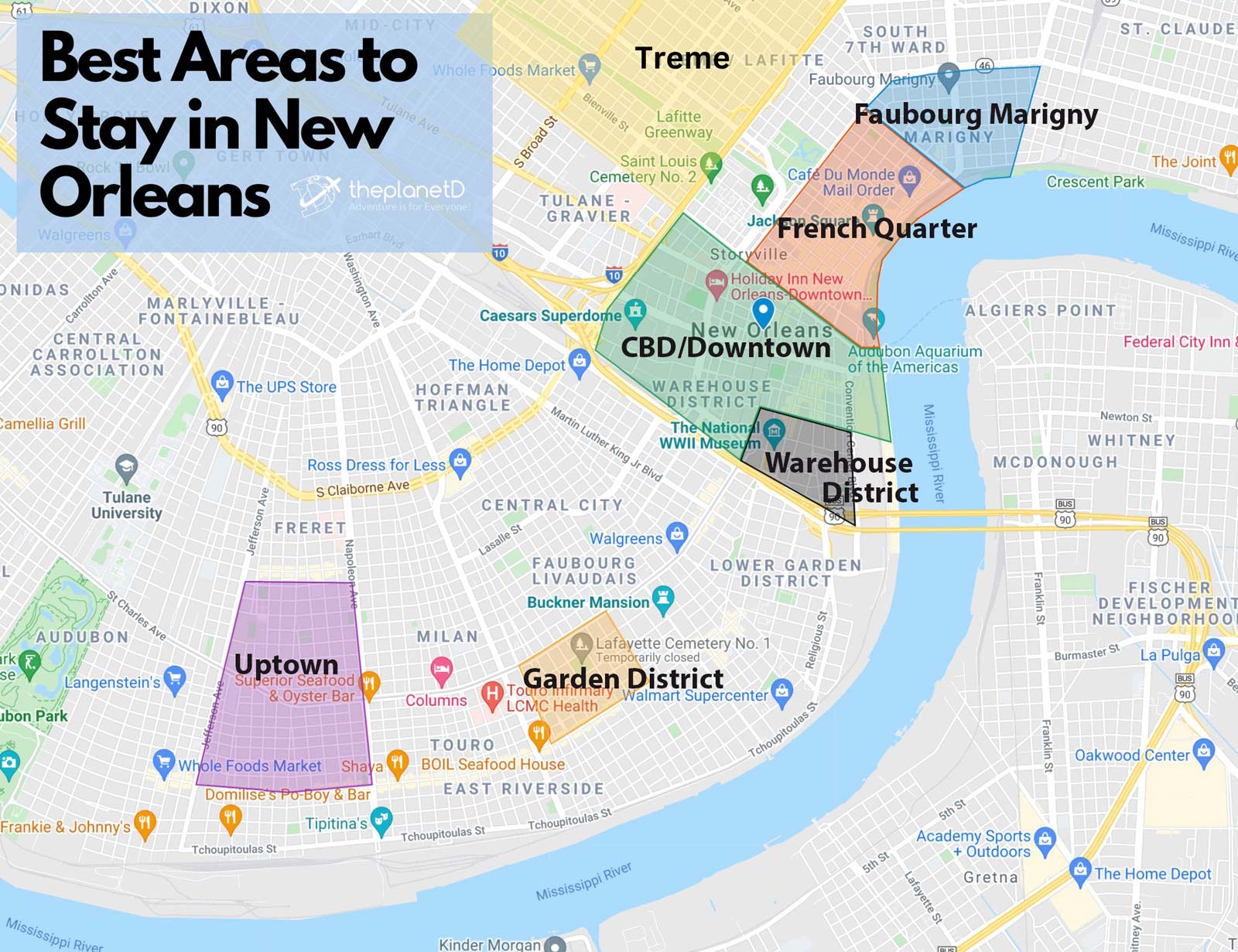 Best Boutique Hotels in New Orleans Map