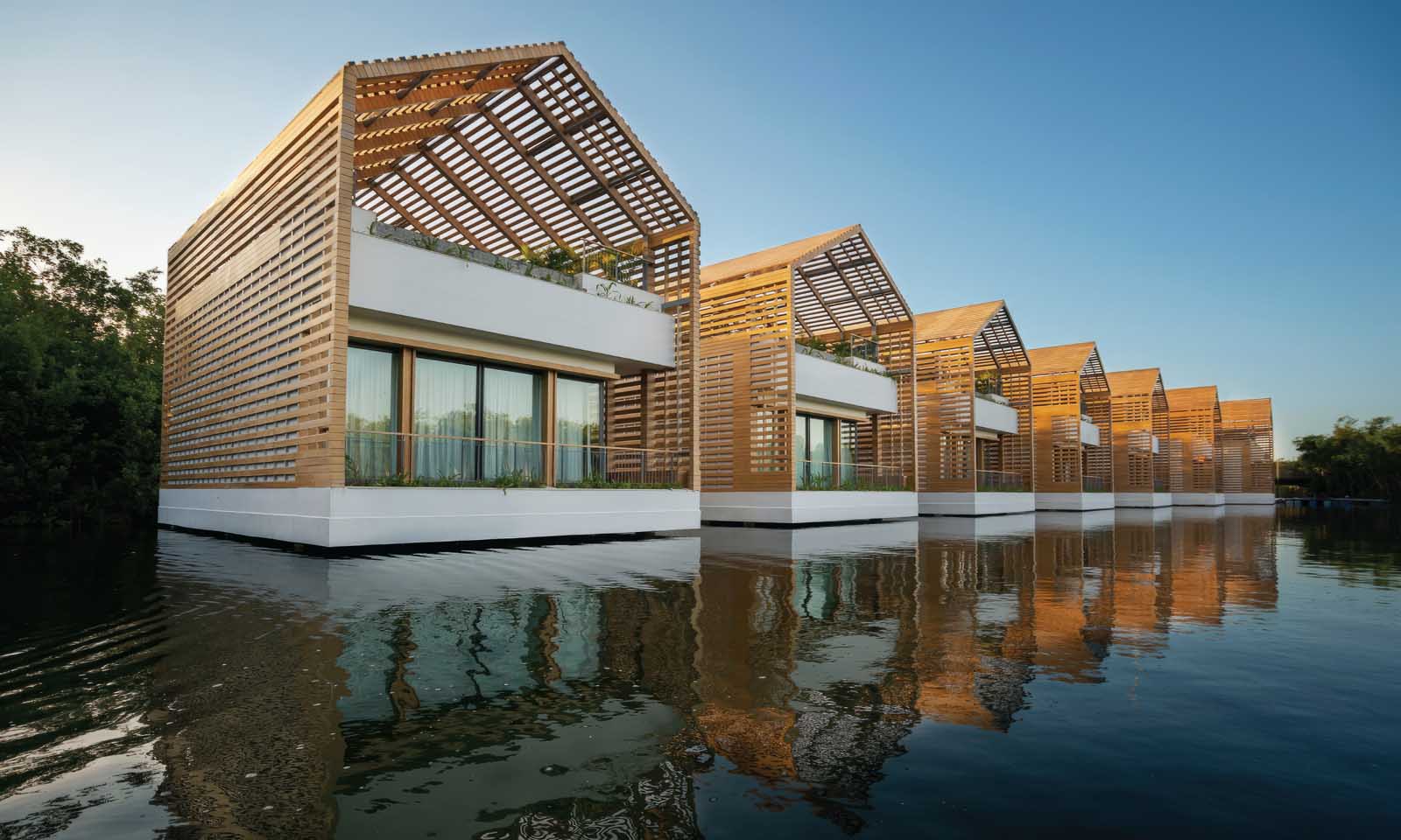 Glass floors in over the water bungalows at Banyan Tree Mayakoba
