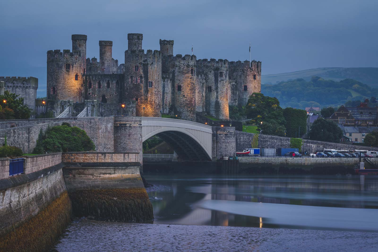 Village odf Conwy and Conwy Castle in Wales