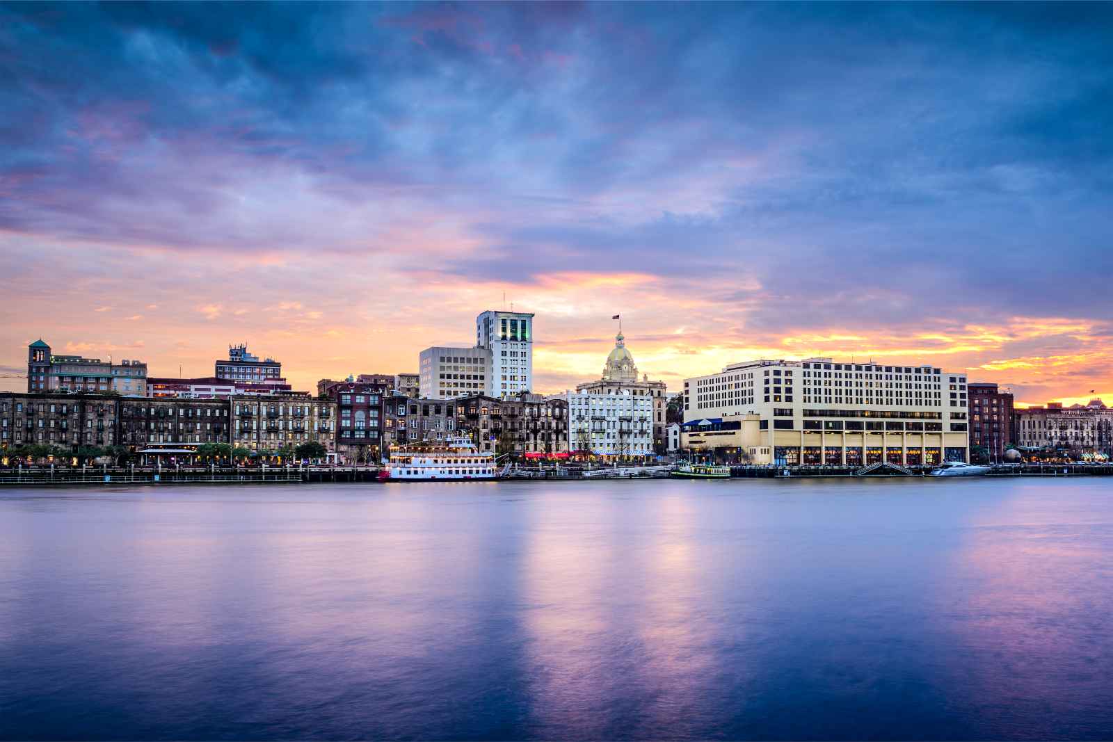 Best Places to Visit in March USA Savannah GA Riverfront Skyline