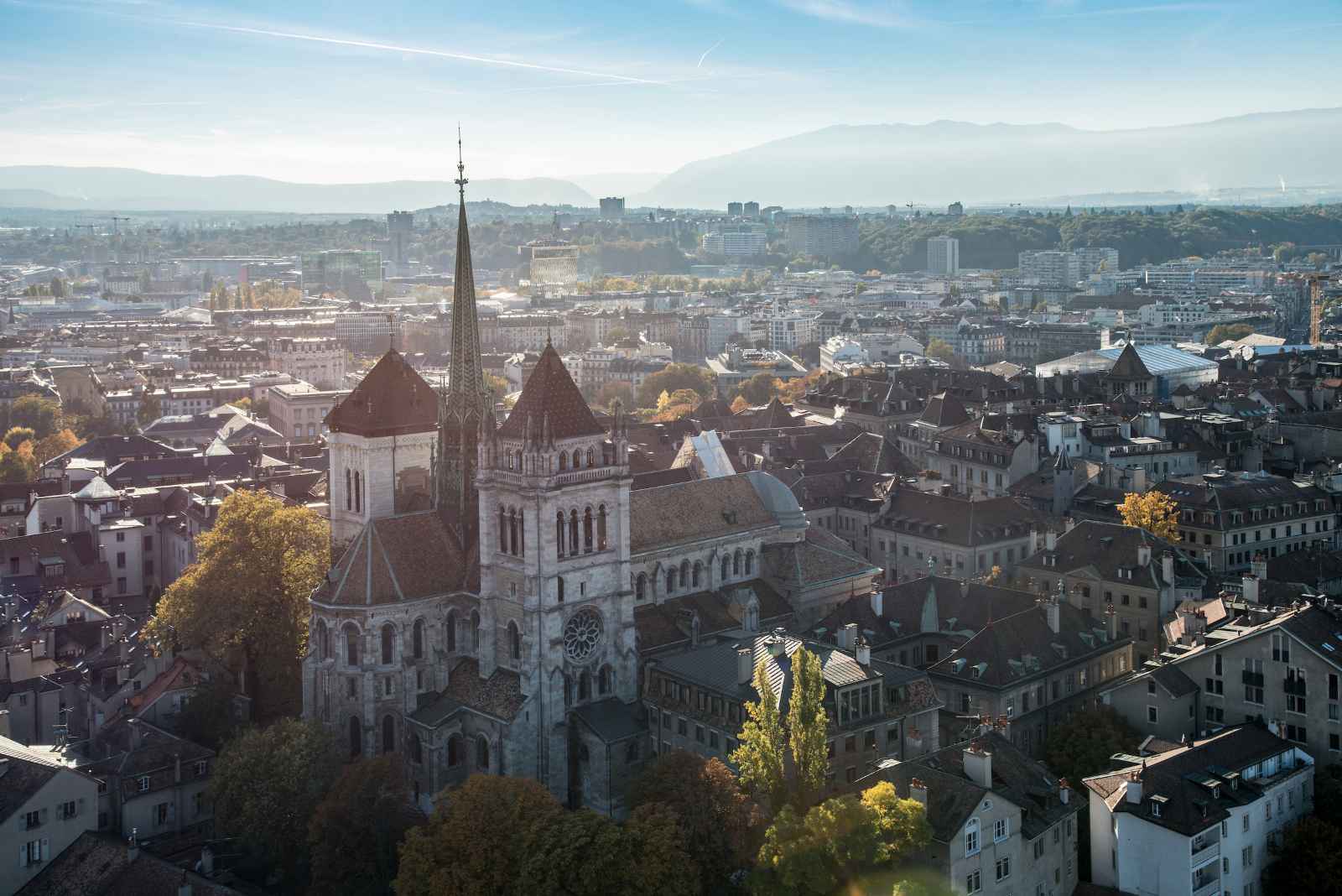 Best Things to do in Geneva Saint Pierre Cathedral Geneva from the sky