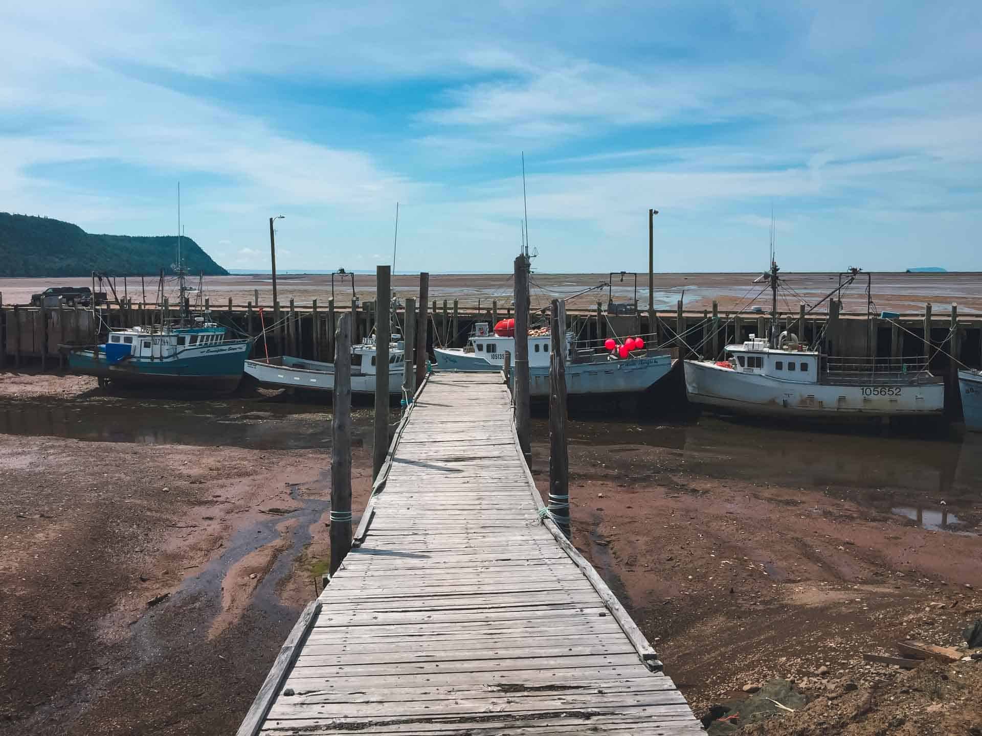 halls harbour boats at low tide bay of fundy