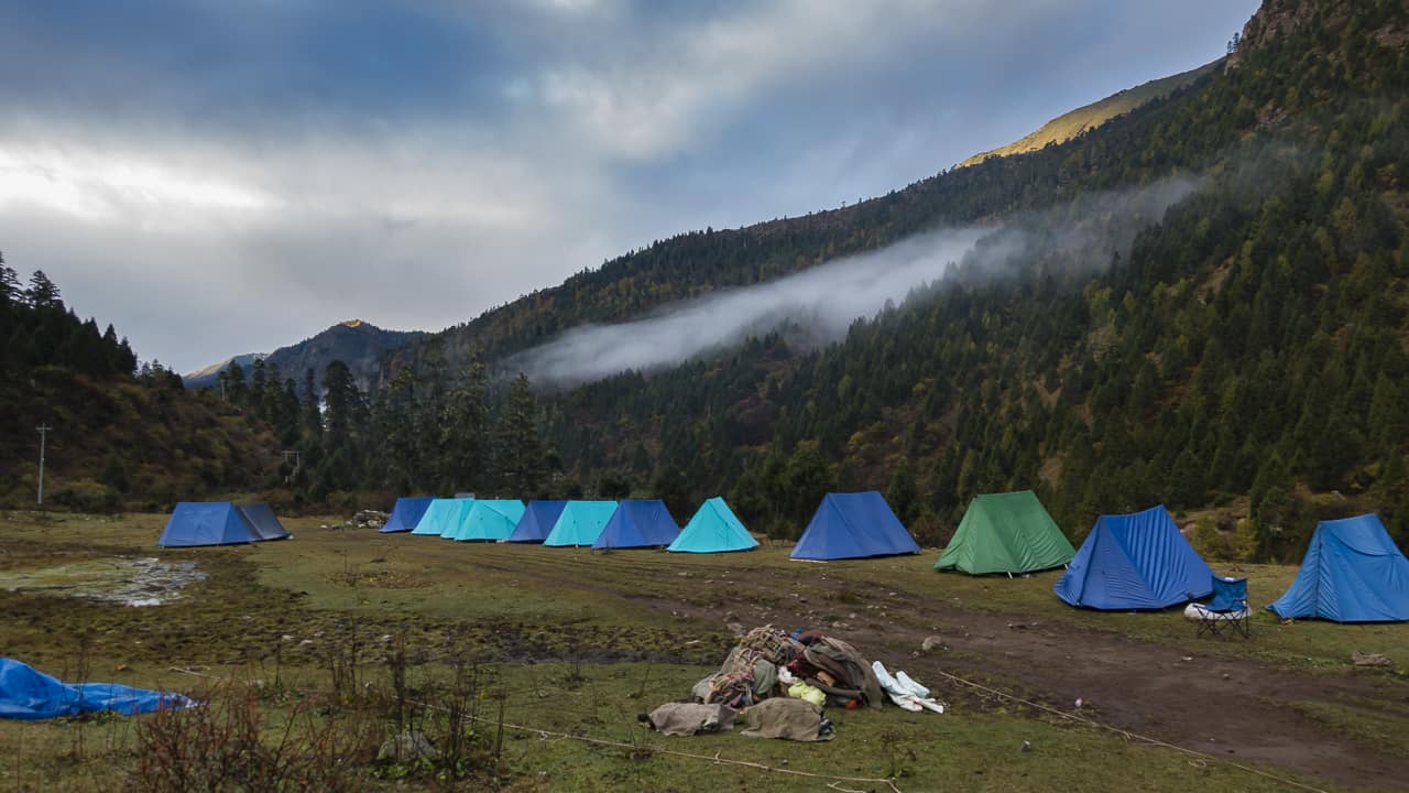 Camp for night 1 on our Bhutan Trek