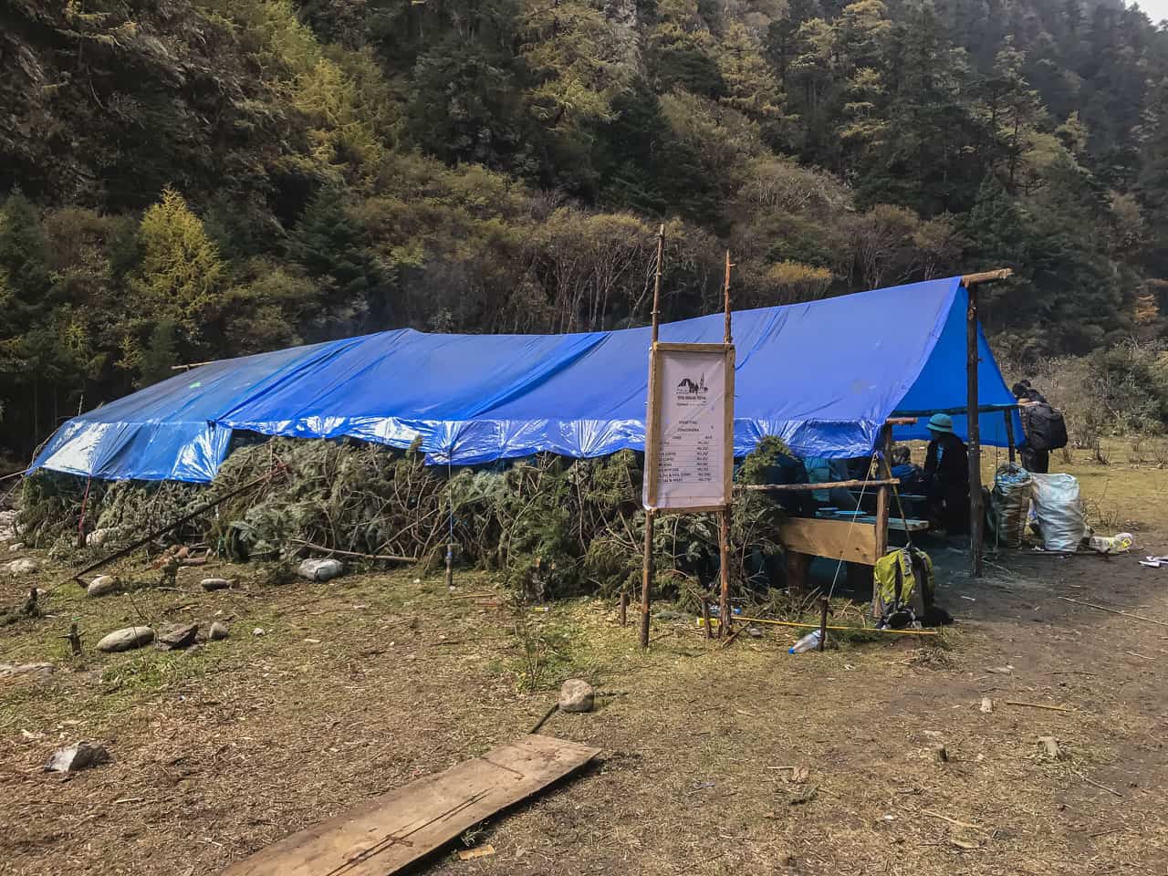 Food stands on the way back from our Bhutan trek to Laya