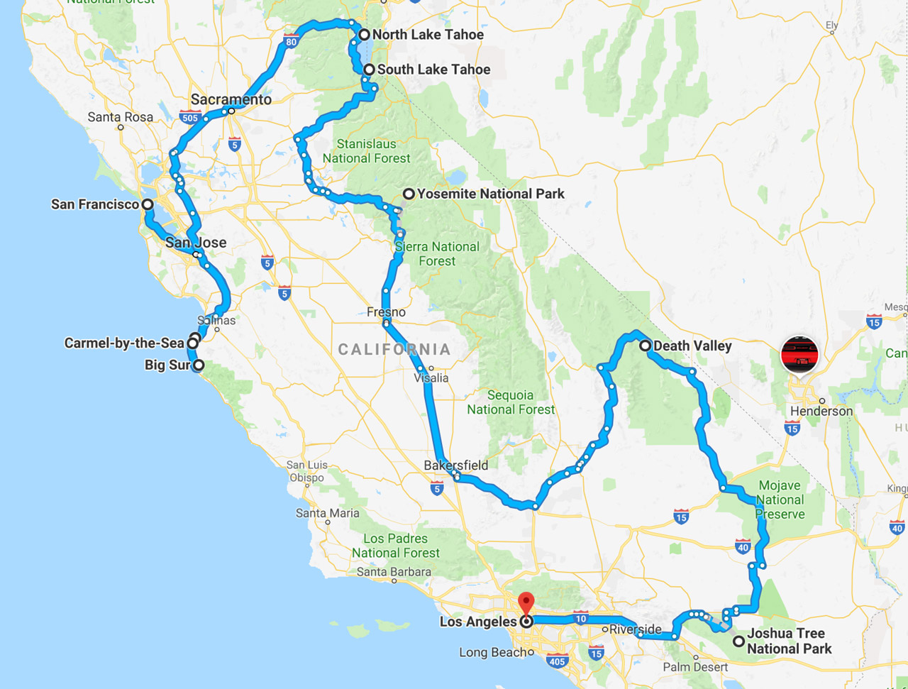 California Road Trip map california Map