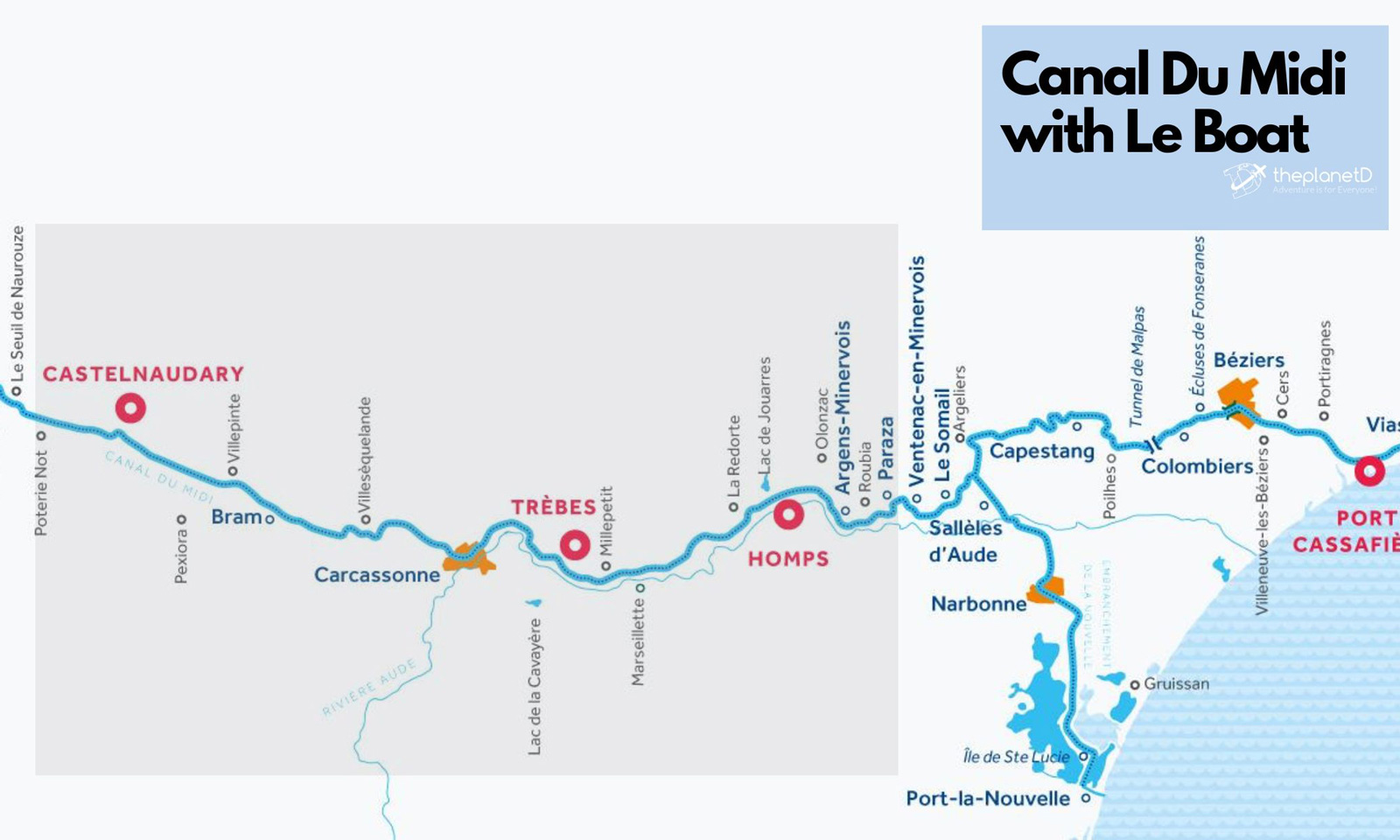 Canal du Midi Cruise Map