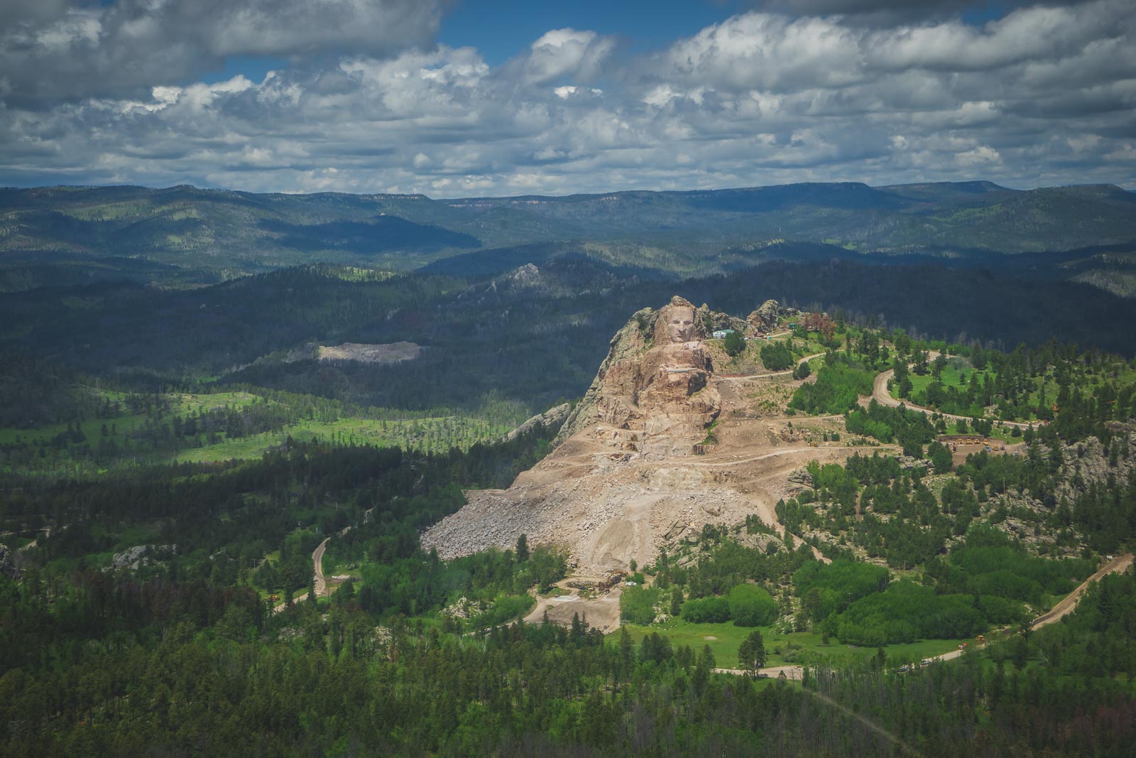 crazy horse memorial face from helicopter