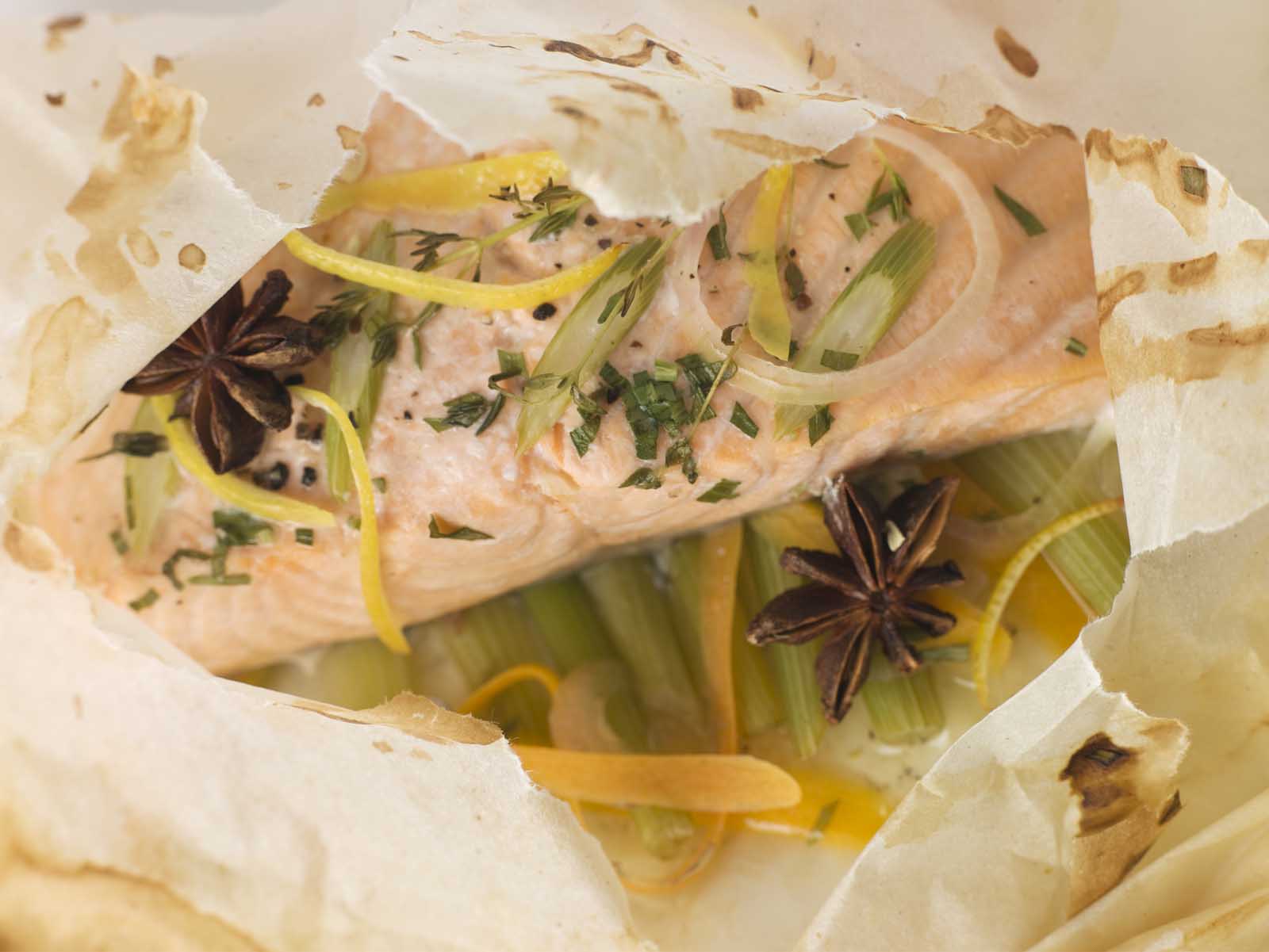 French food Salmon in Parchment