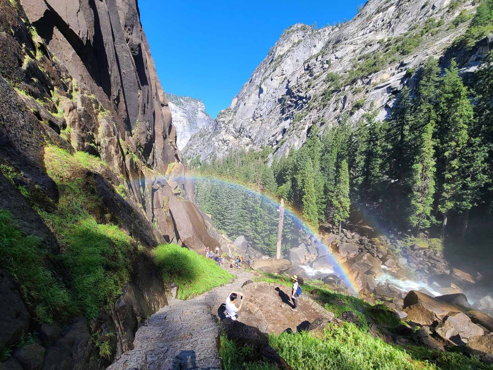 Slippery Stairs on Half Dome hike Yosemite