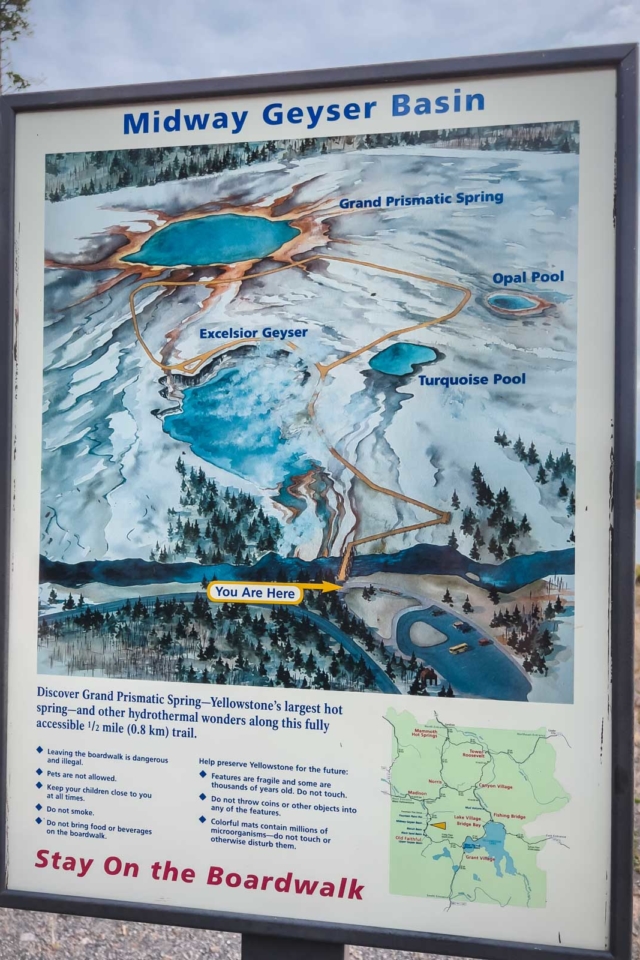 How to visit Grand Prismatic Spring Location midway geyser basin map