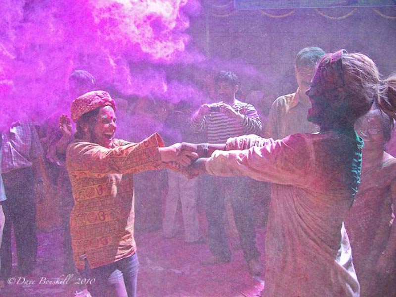 dancing at Holi Festival Mathura India