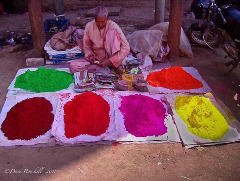 holi india festival powder piles