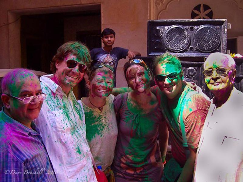 celebrating holi with friends