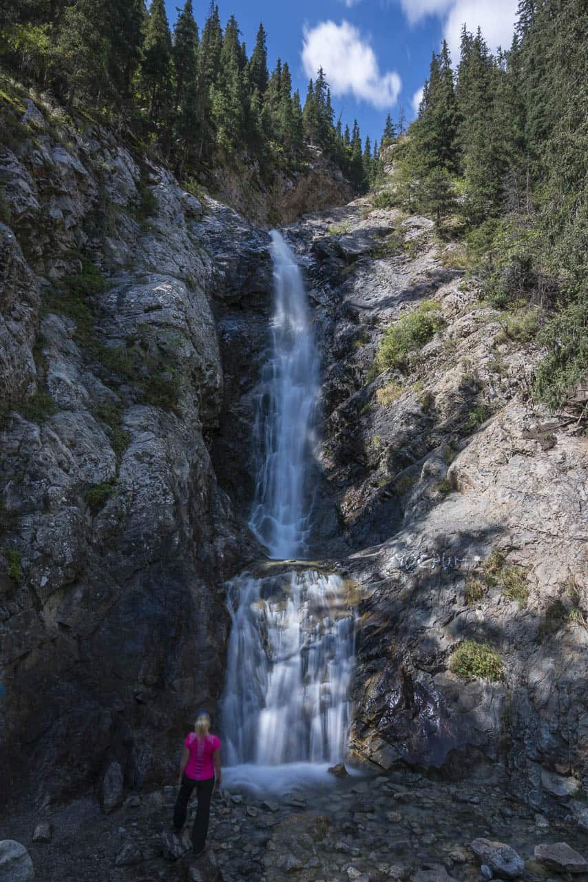 Barskoon Waterfall on the south shore of Issyk Kul Lake