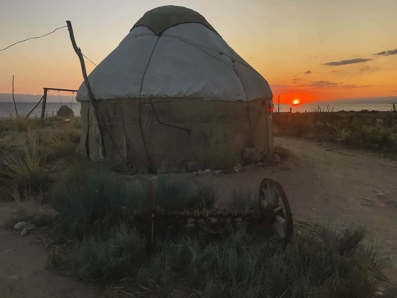 Sunset on Issyk kul Lake