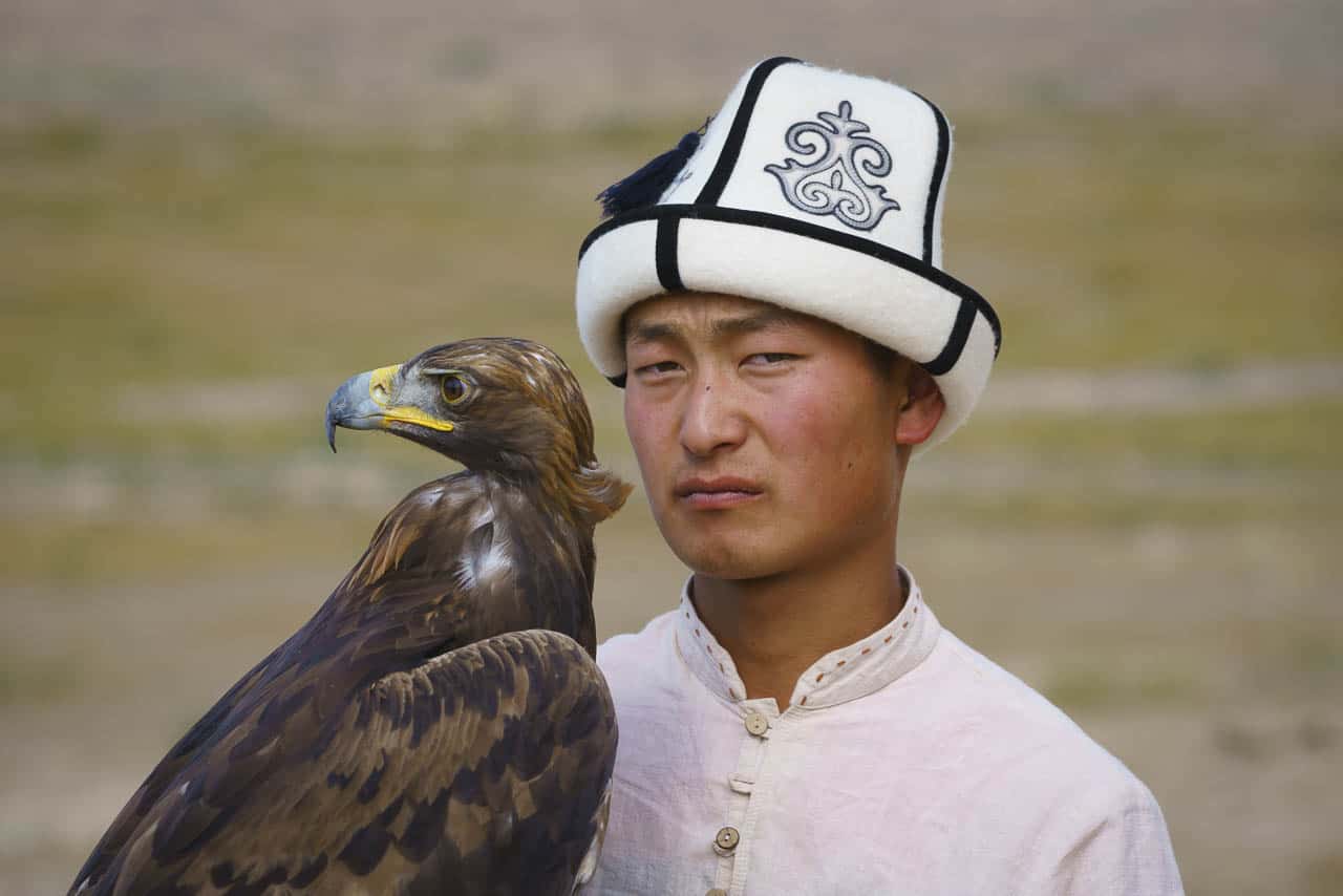 Issyk-kul lake eagle hunters