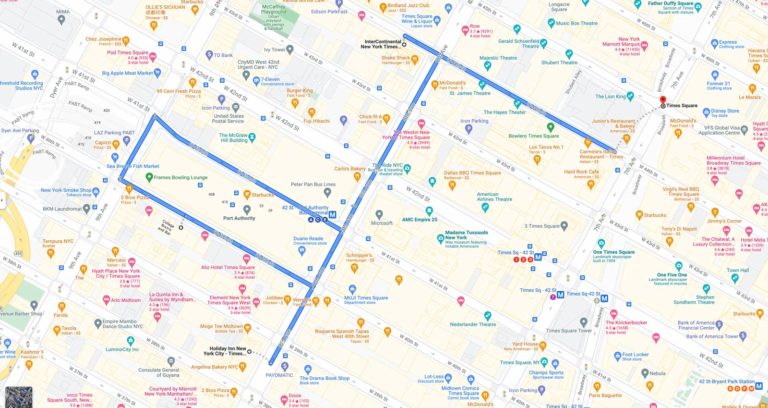 Three Perfect Hotels Near Times - MAp Hotels In Times Square NYC 768x408