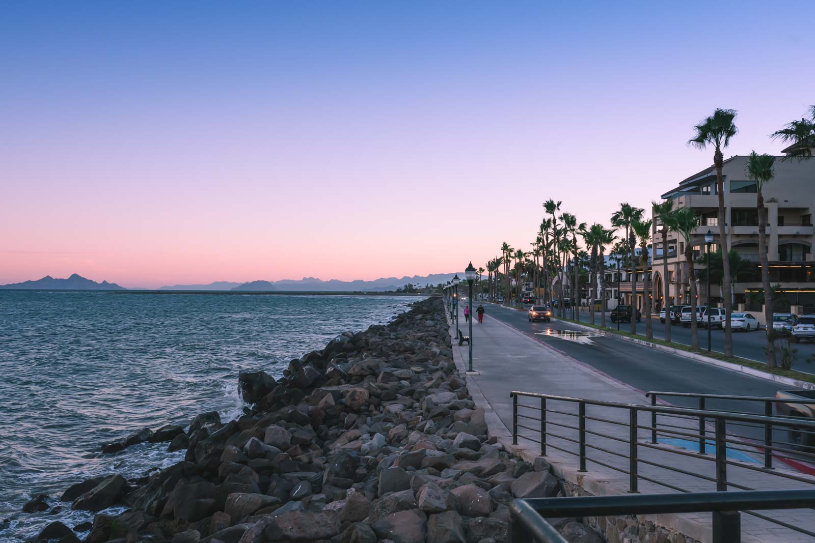 The Malecon in Loreto Mexico at sunset