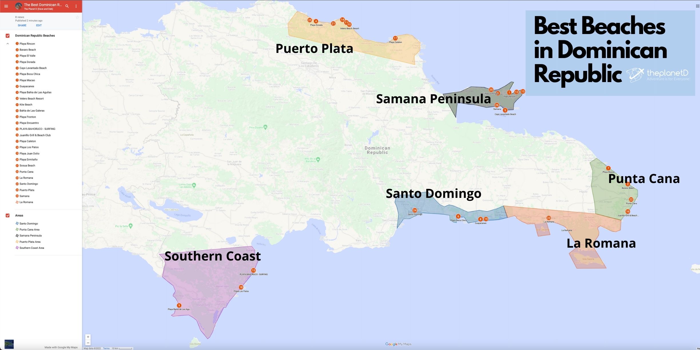 Map of Best Beaches in the Dominican Republic