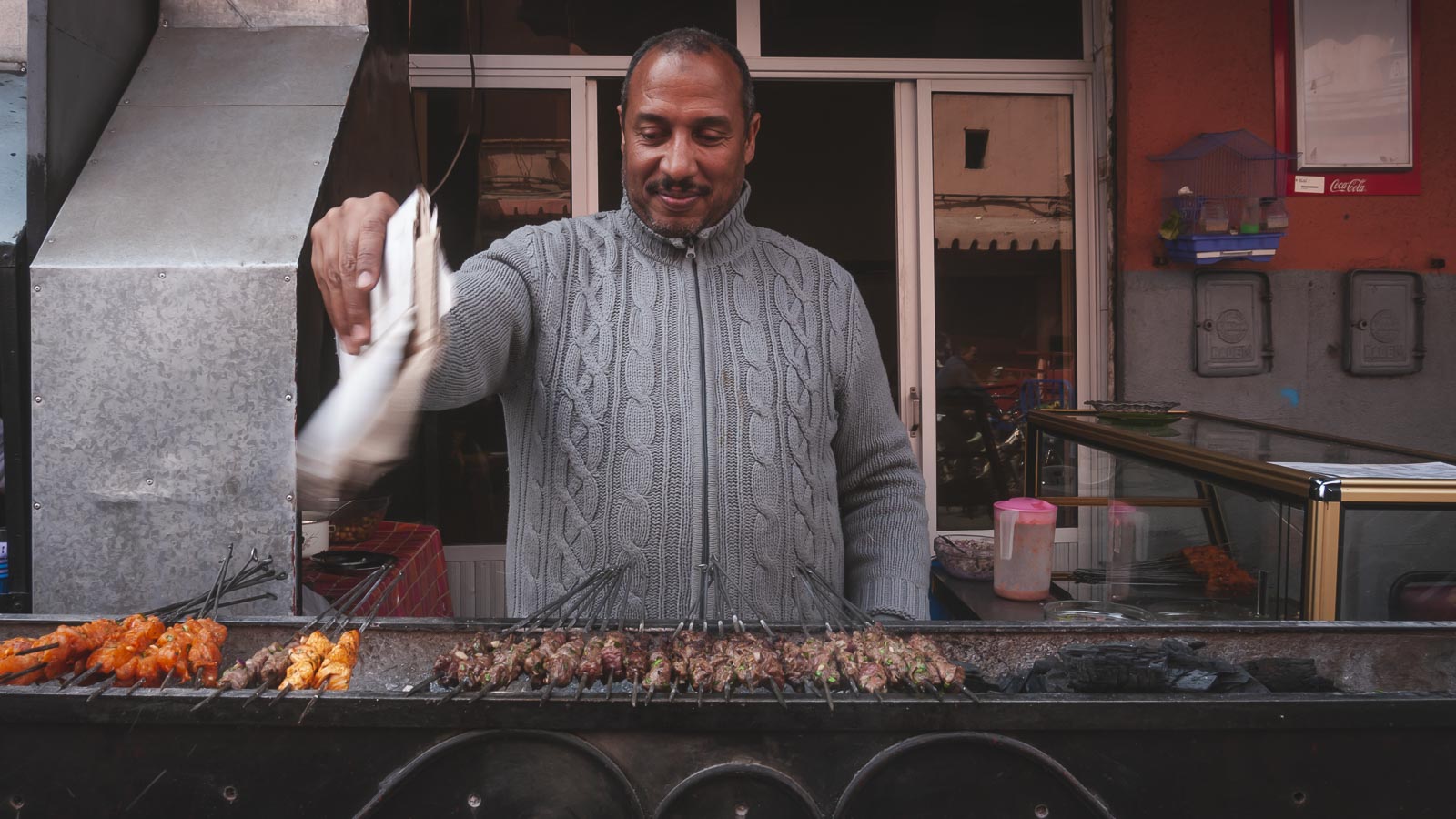 Kebabs on the streets of Morocco