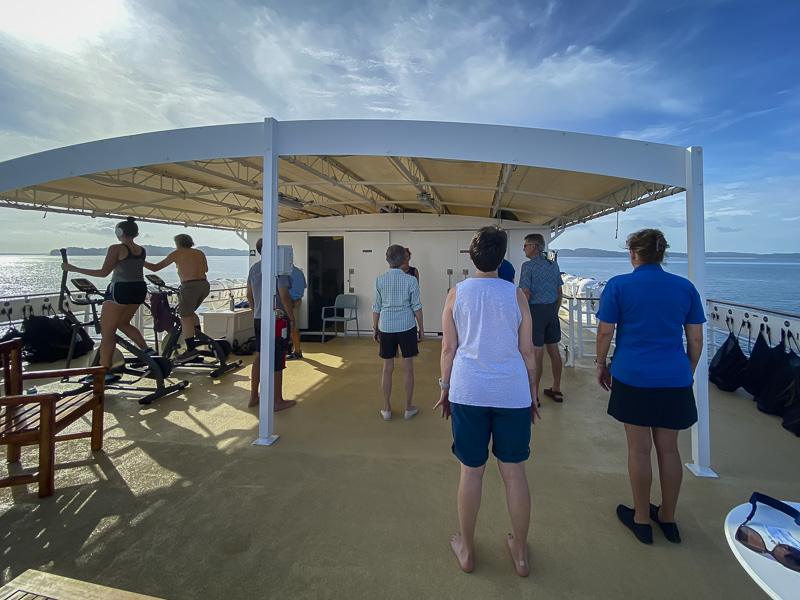 Morning Stretch Class on Uncruise Panama to Costa Rica