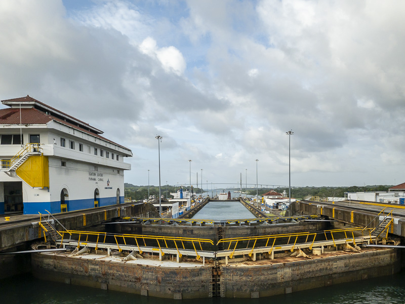 View of the Panama Canal from ship