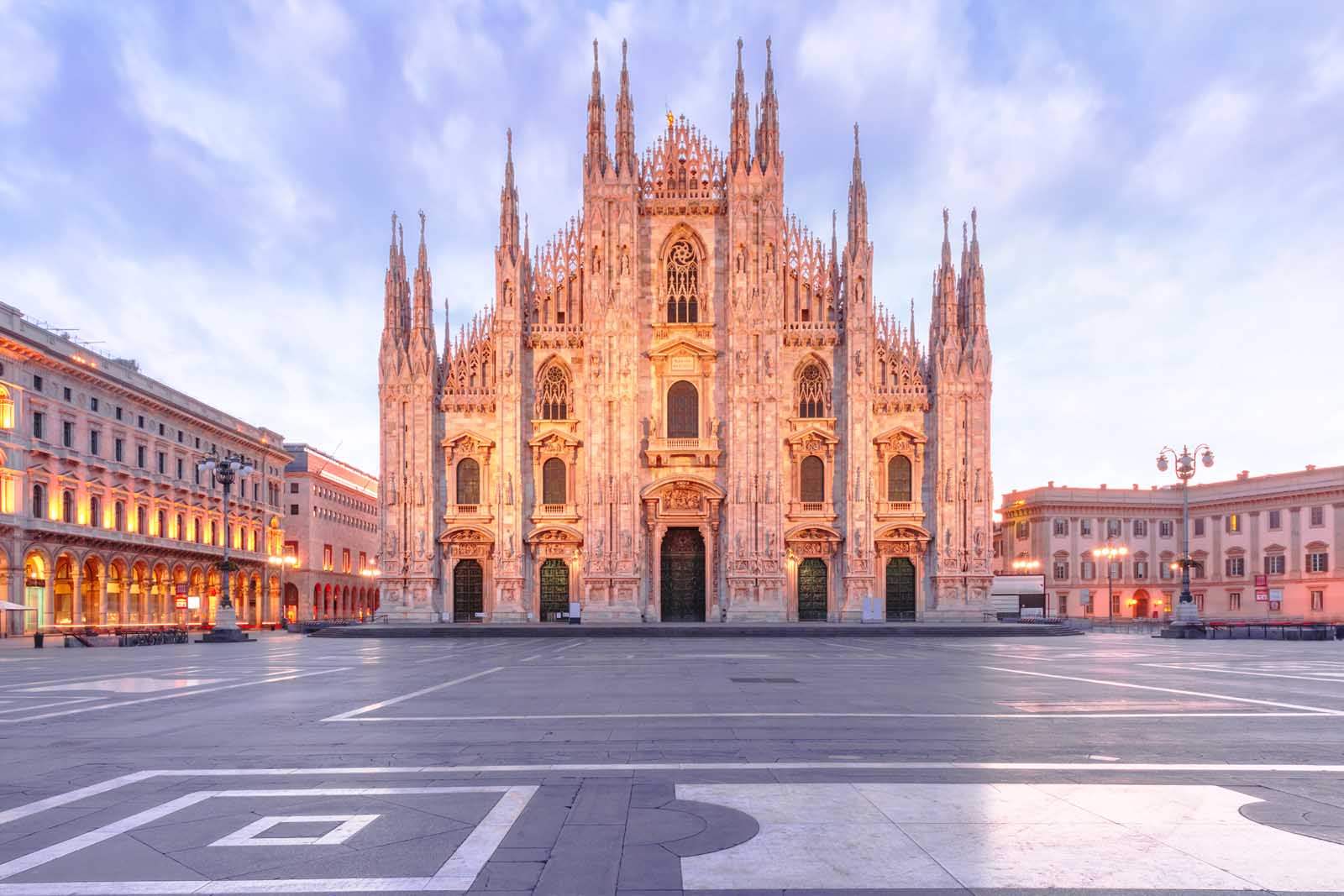 Piazza del Duomo in Milan at sunrise