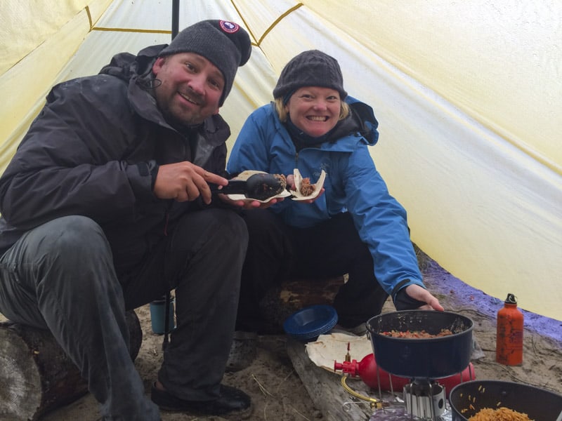 dave and deb camping in tent