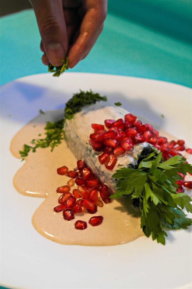Traditional Mexican Dishes Chiles en Nogada with Walnut Based Cream Sauce