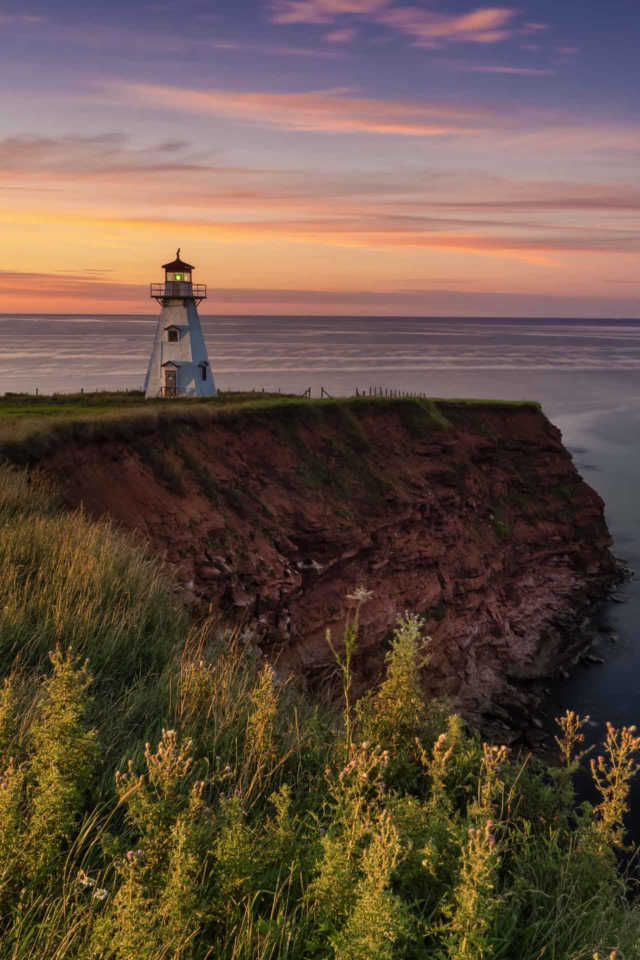 prince edward island lighthouse at sunset