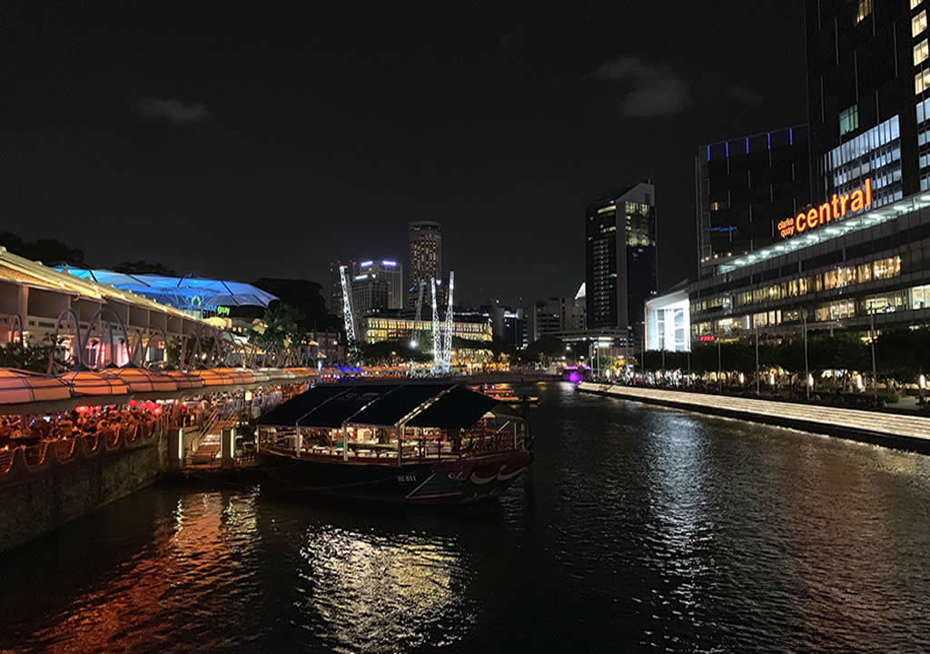 Clarke Quay at night in Singapore