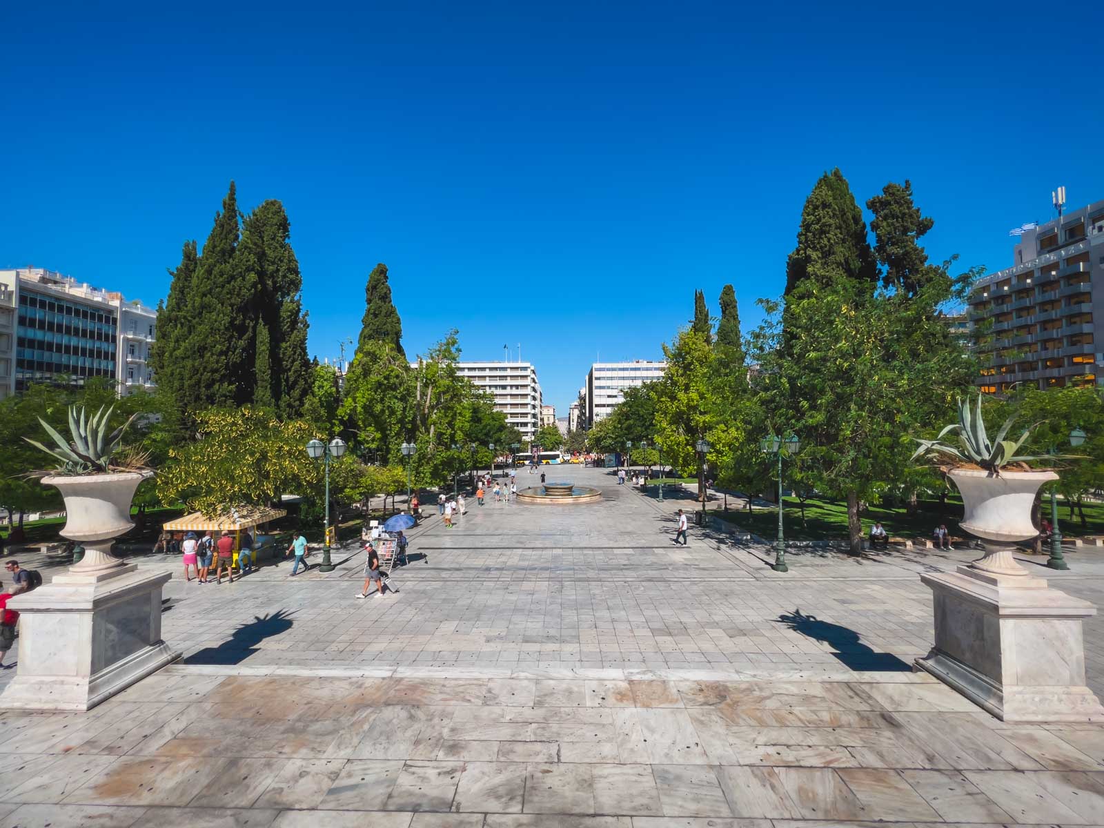 Looking down Syntagma Square in Athens