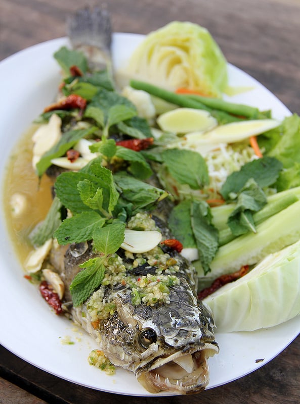 fish dishes to try in Thailand - Pla Chon Lui Suan