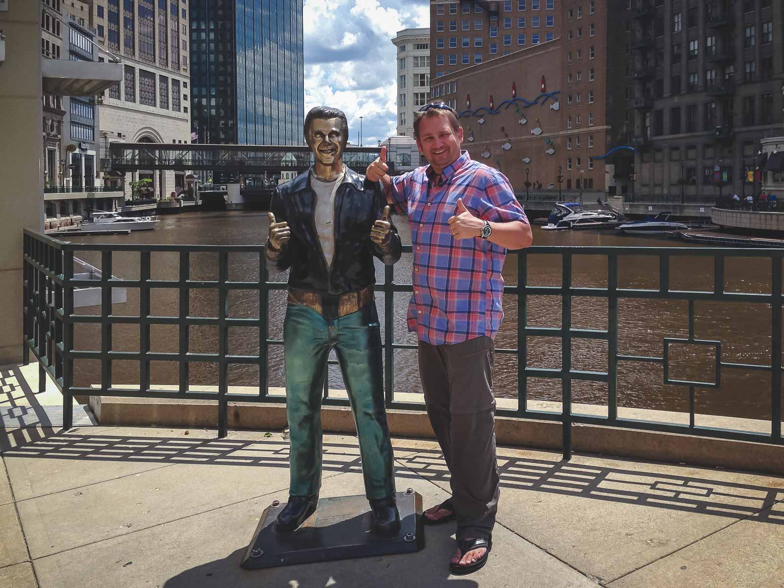 The Fonz statue in Milwaukee
