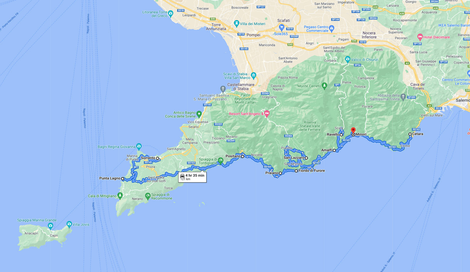 Things to do on the Amalfi coast Map
