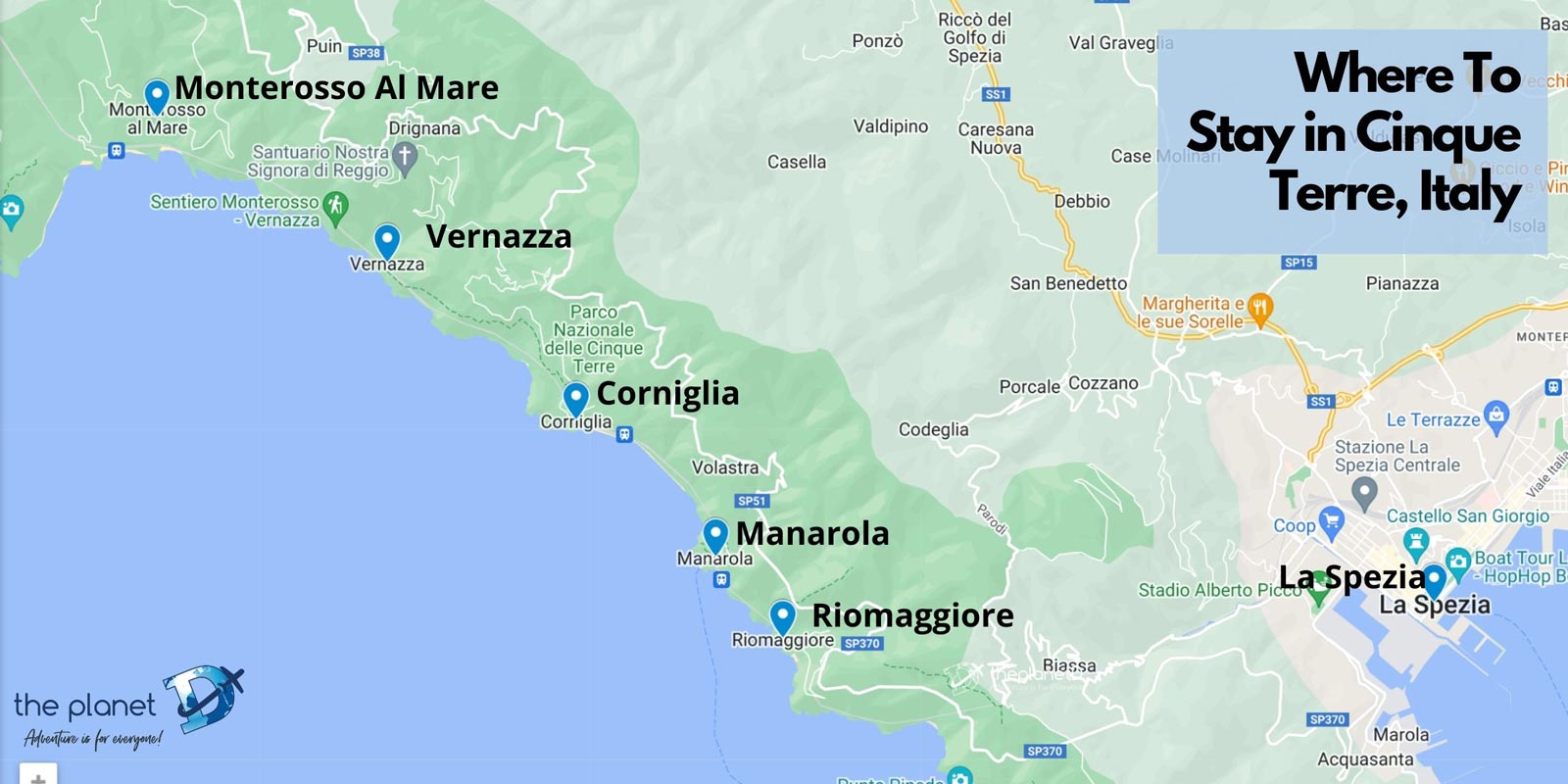 Where to stay in Cinque Terre Map