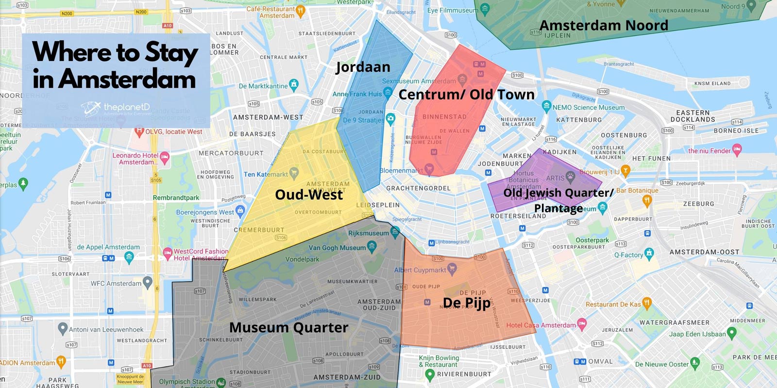 where to stay in Amsterdam area map