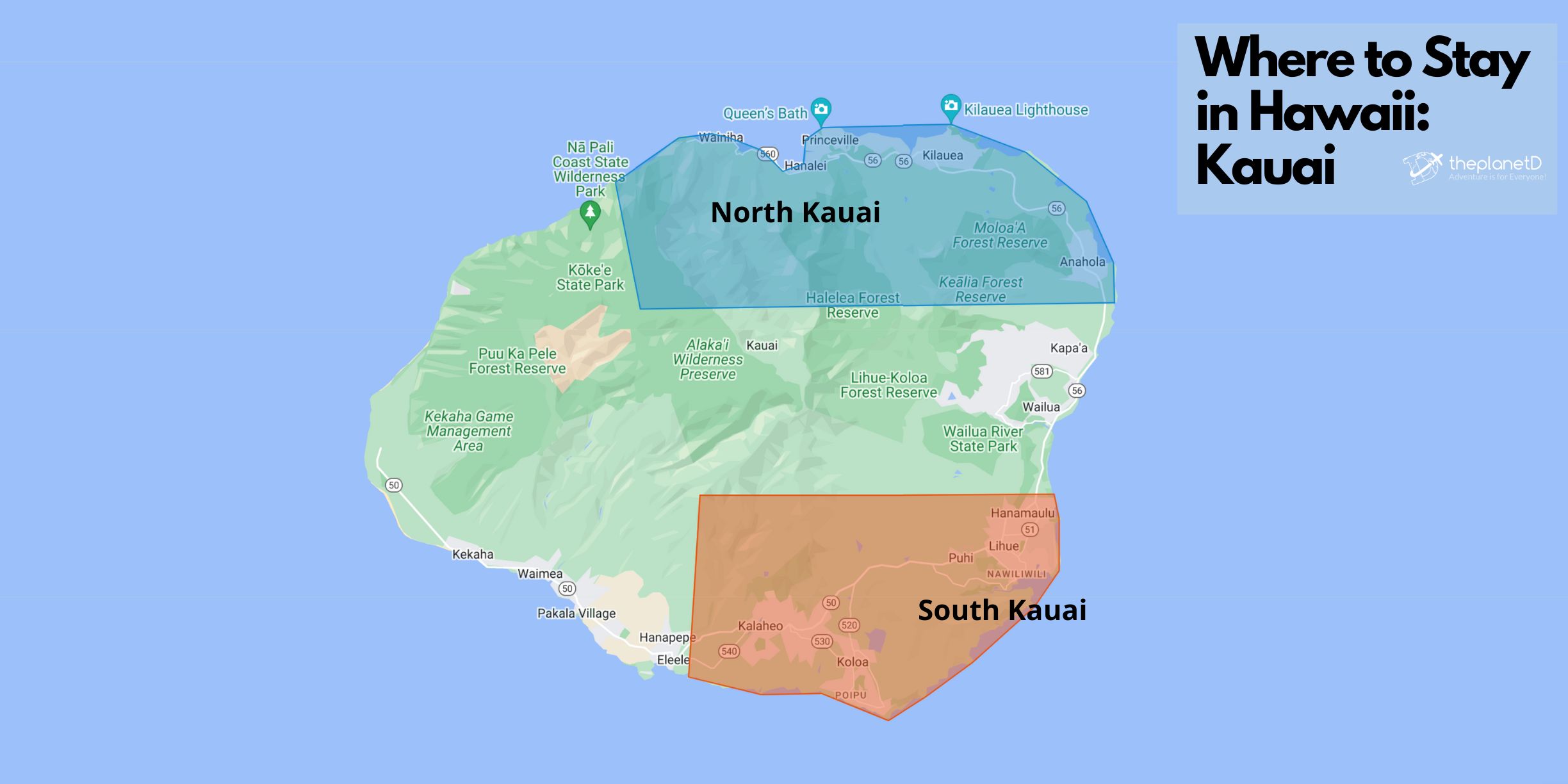 Where to stay in Hawaii Kauai Map