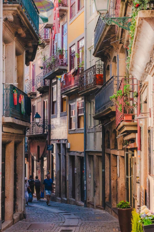 Narrow Streets of Riberia in Porto Portugal