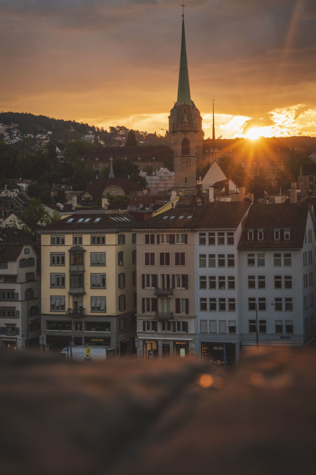 Sunrise at Lindenhof in Zurich