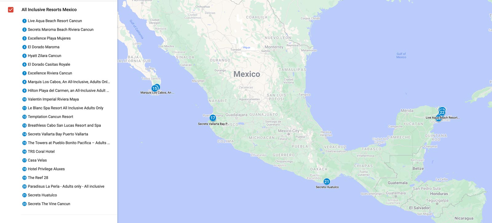 all inclusive resorts adults mexico map